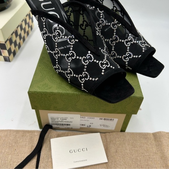 Women's Gucci GG CRYSTAL EMBELLISHED MIKES . Size 39 (US 9) - Picture 2 of 11